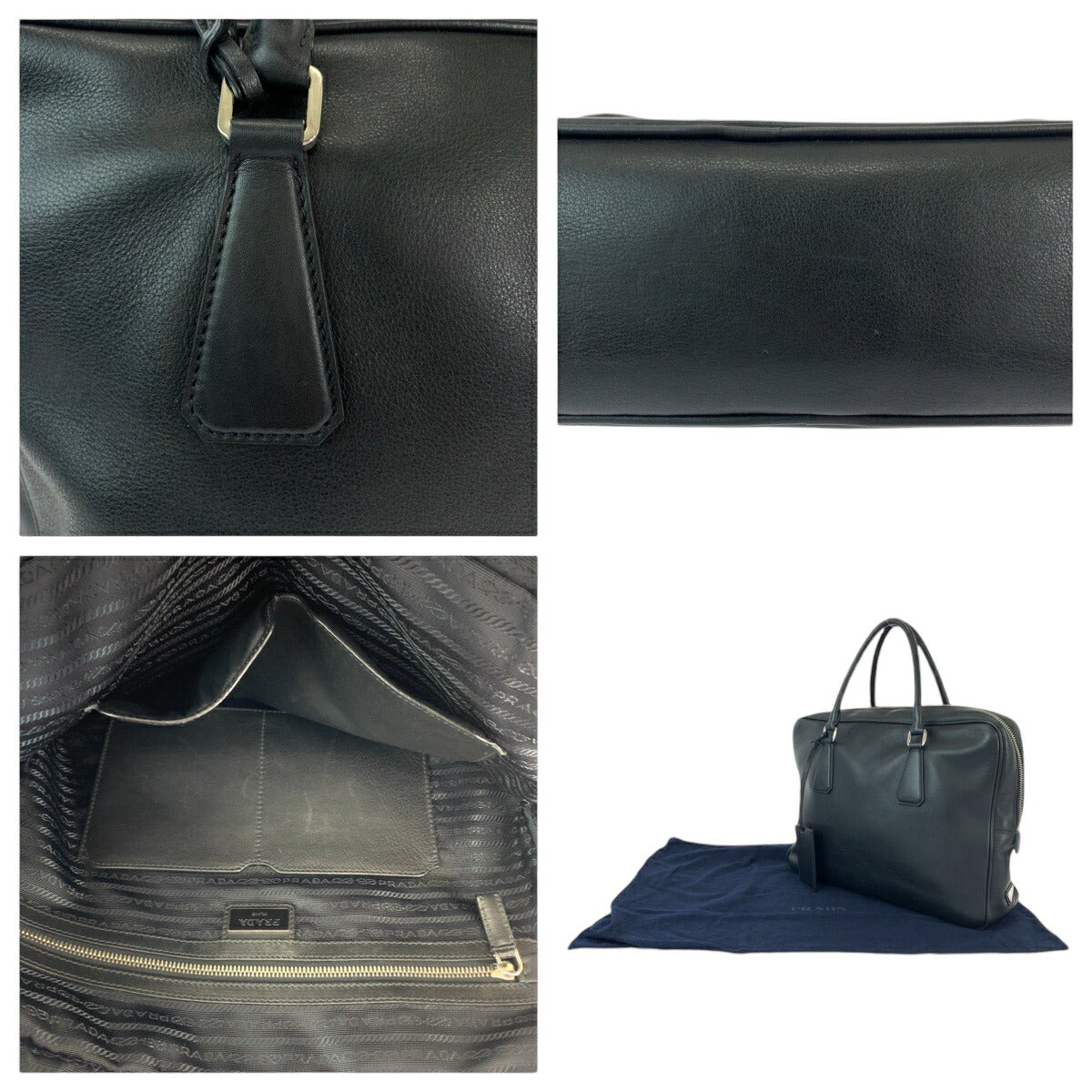 Prada Leather Briefcase Triangle Logo in Great Condition