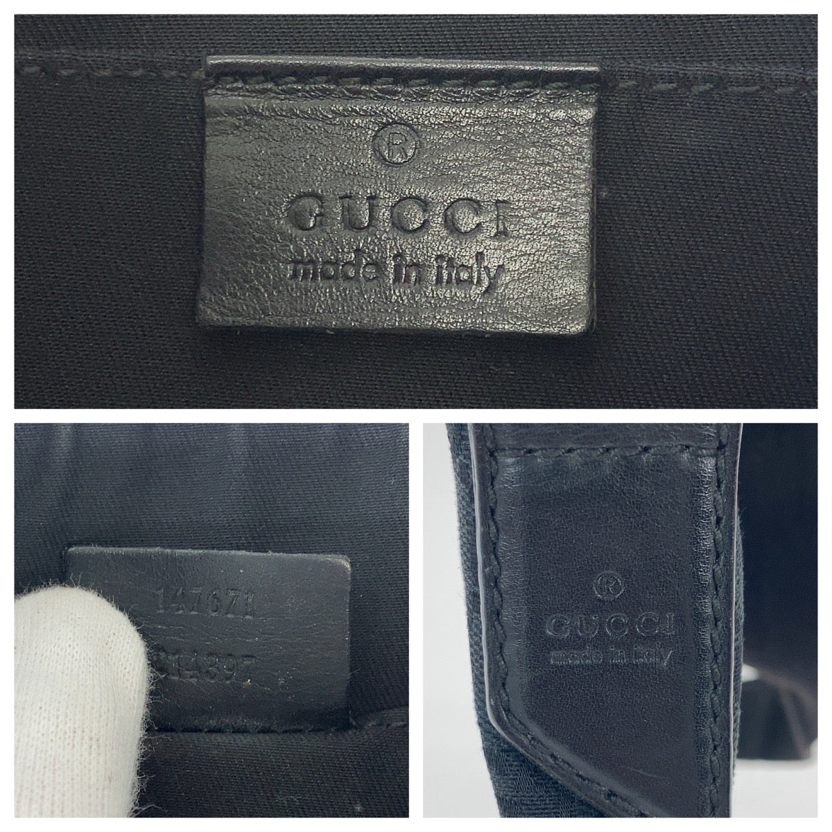 Gucci Black GG Canvas Shoulder Bag 147671