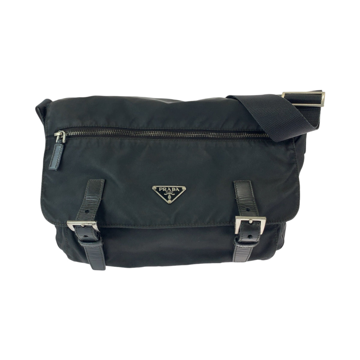 Prada Nylon Tessuto Logo Plate Messenger Bag