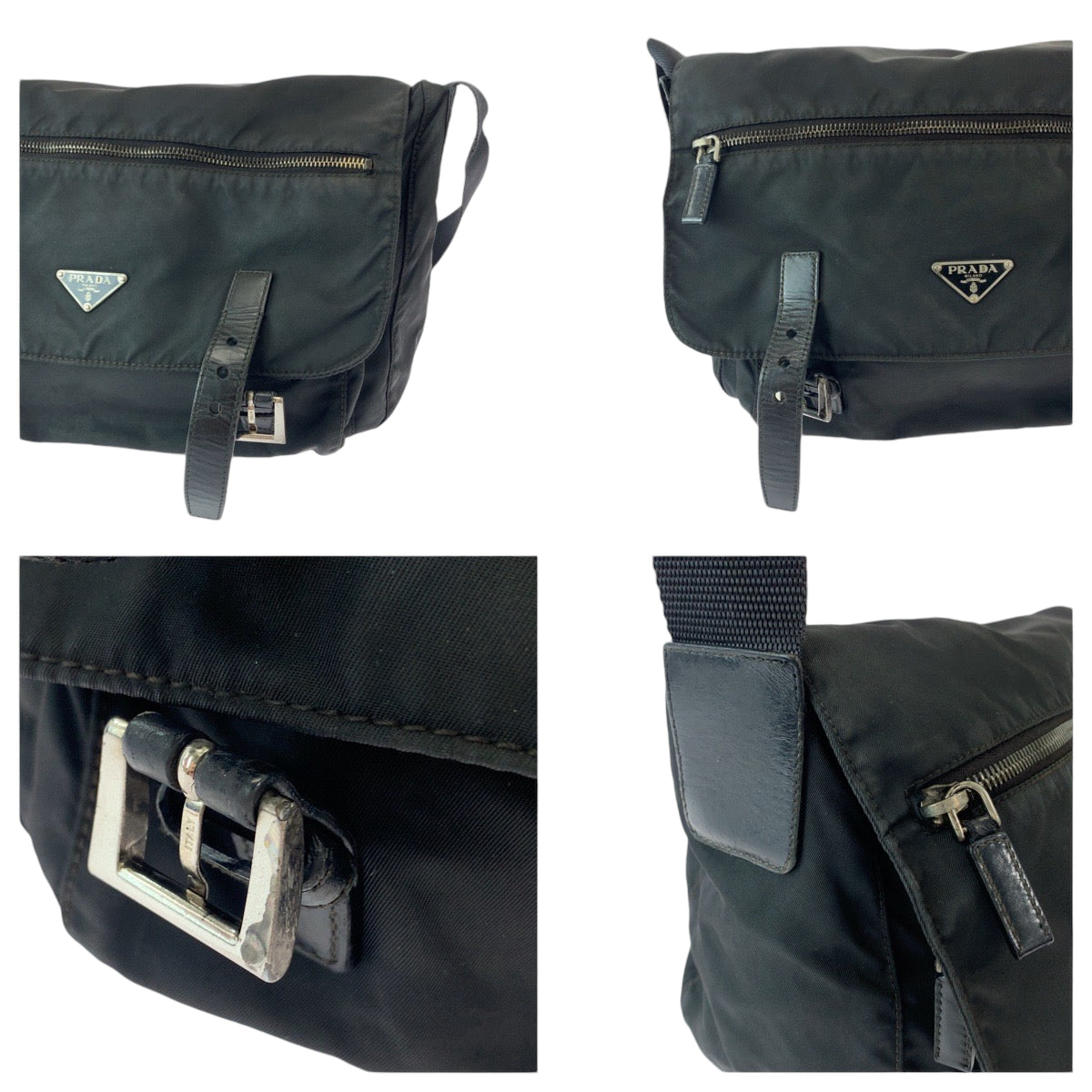 Prada Nylon Tessuto Logo Plate Messenger Bag