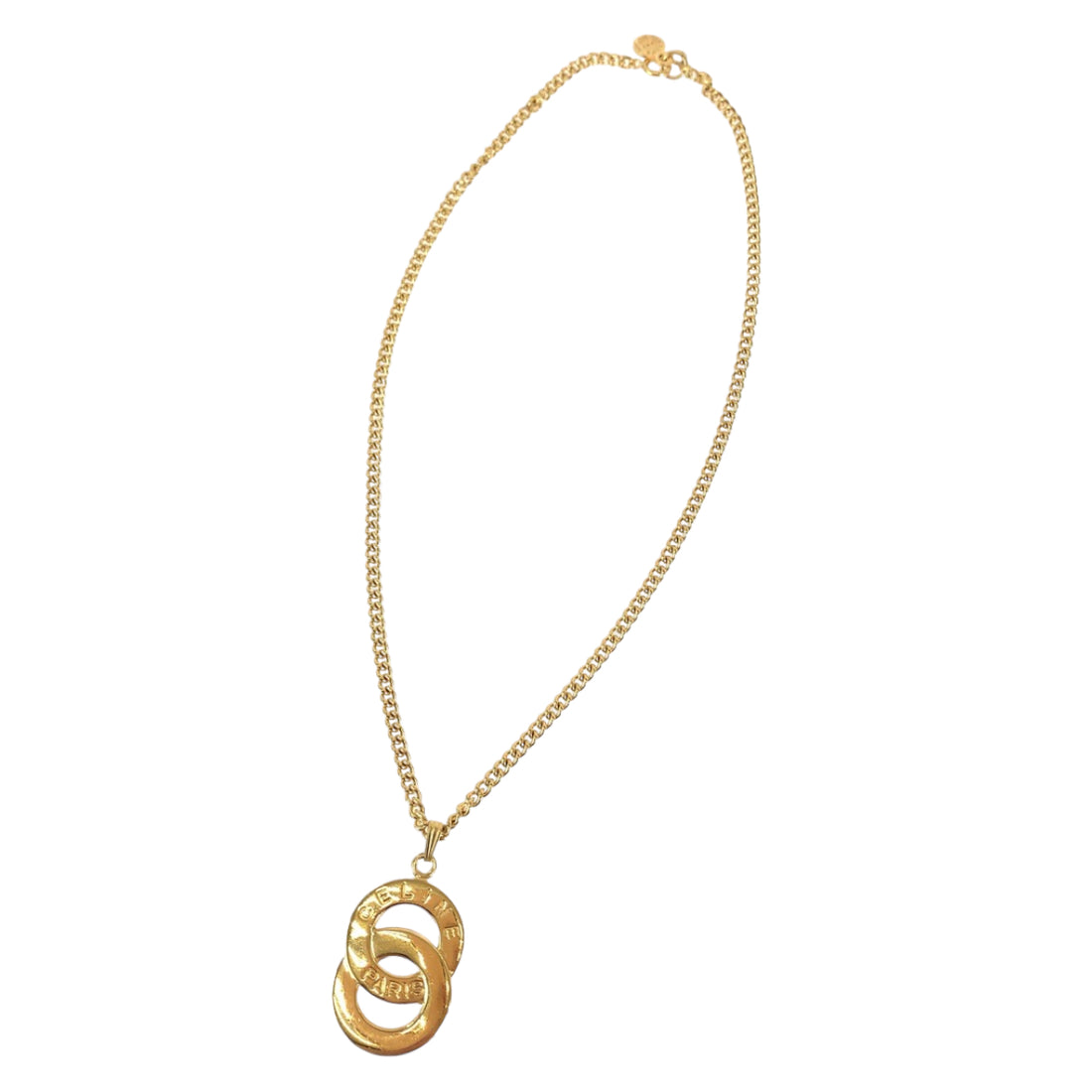 Celine Gold Plated Circle Logo Necklace