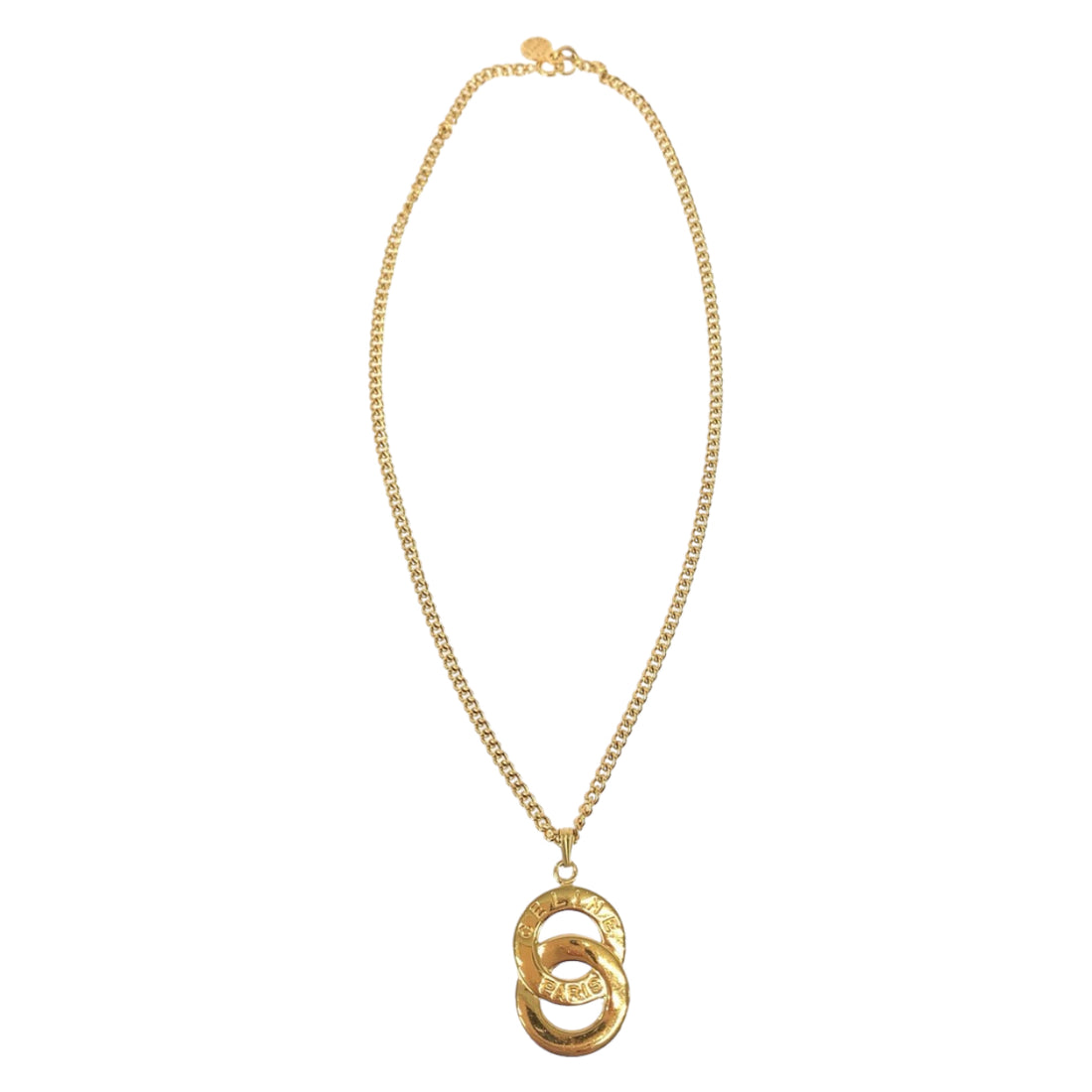 Celine Gold Plated Circle Logo Necklace