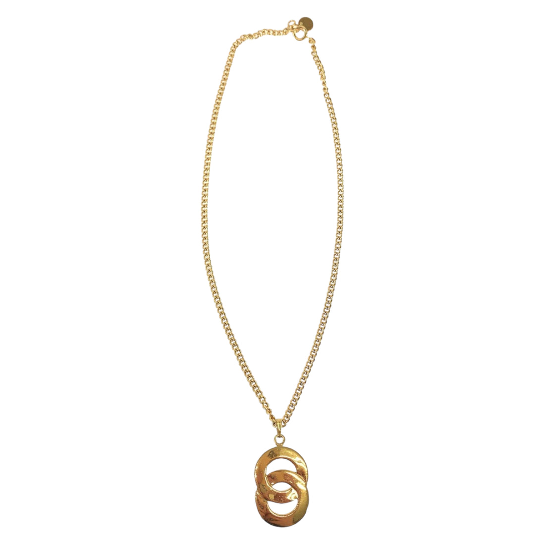 Celine Gold Plated Circle Logo Necklace