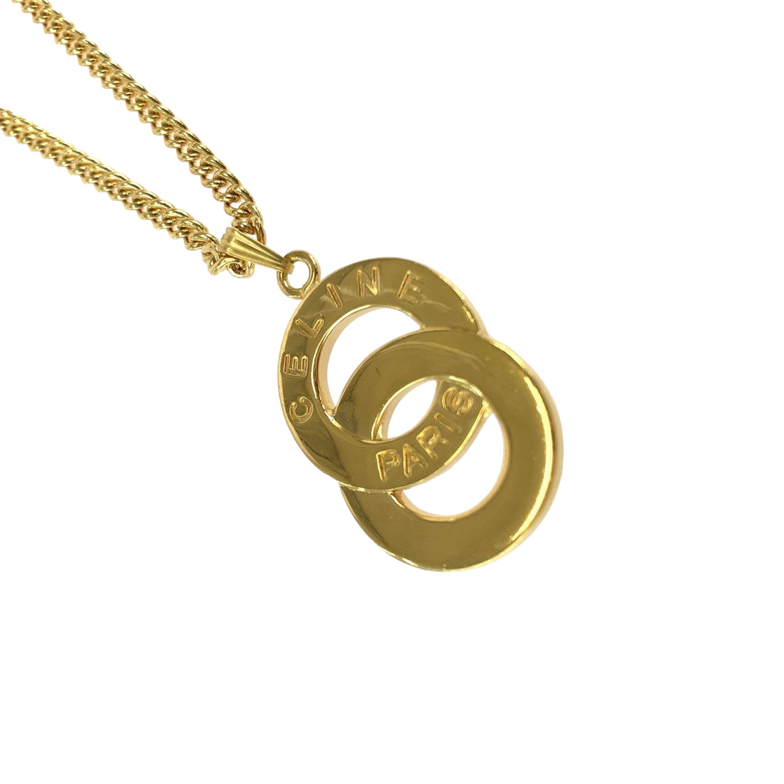 Celine Gold Plated Circle Logo Necklace