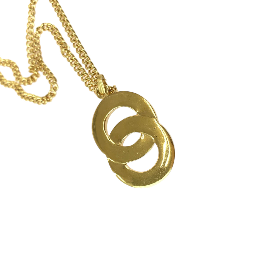 Celine Gold Plated Circle Logo Necklace