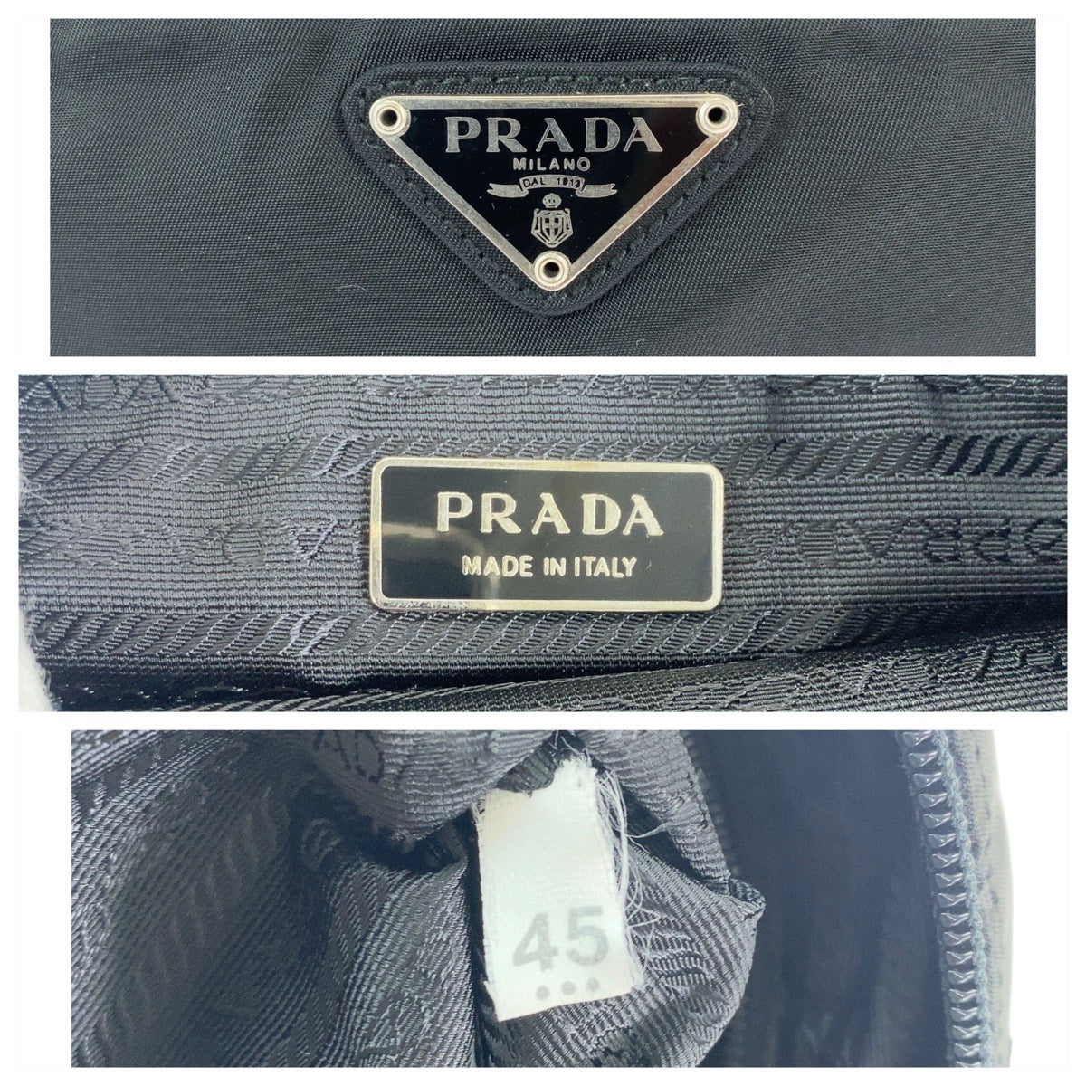 Prada Nylon Tessuto Logo Plate Shoulder Bag