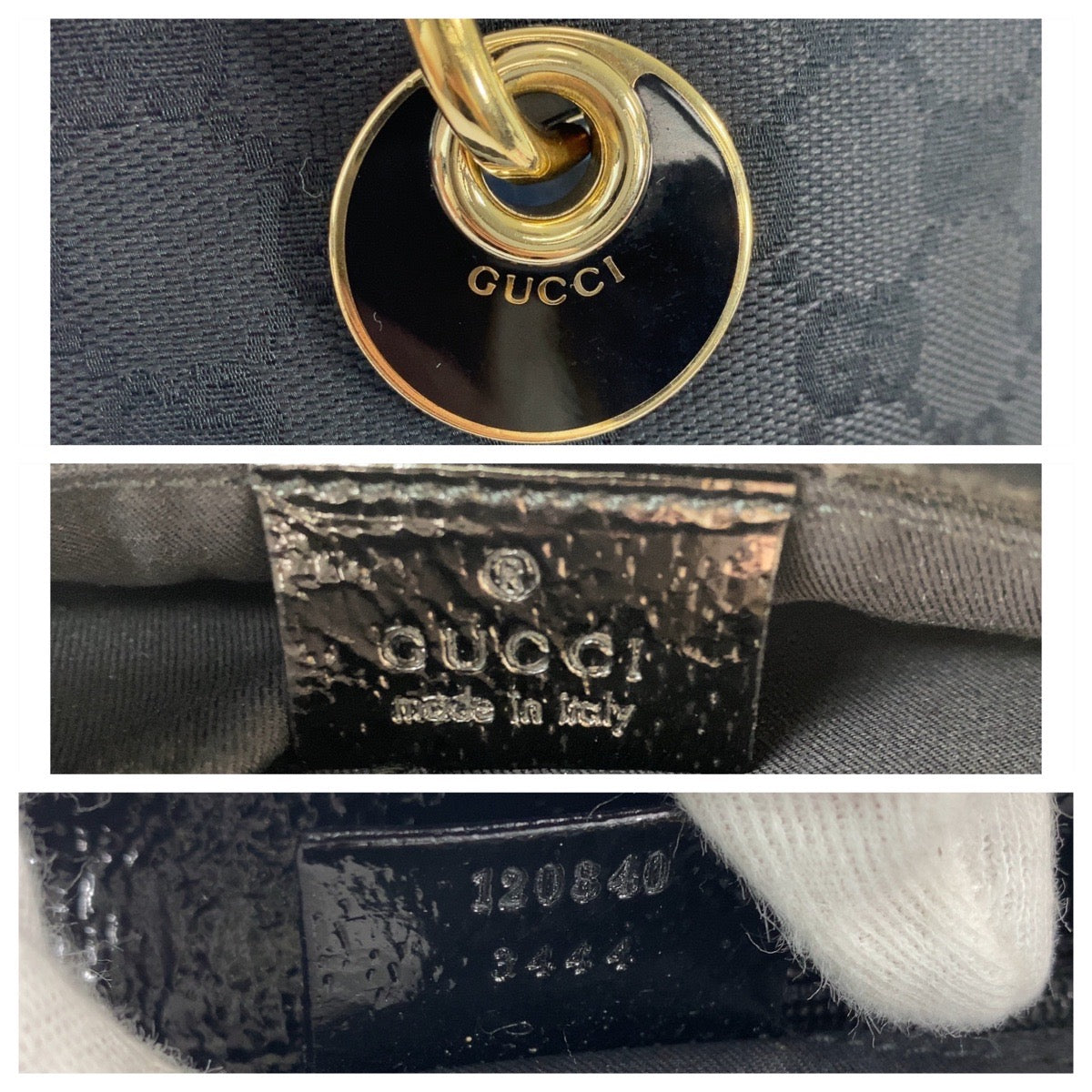 Gucci GG Canvas Tote Bag Black Gold Hardware in Very Good Condition