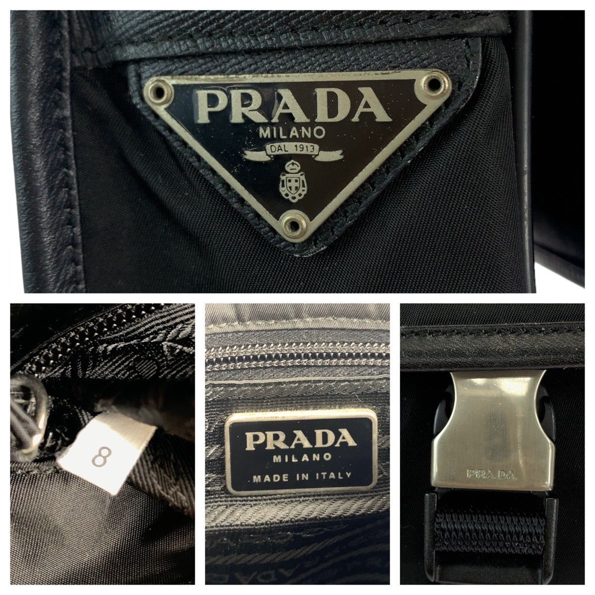 Prada Nylon Tessuto Logo Plate Shoulder Bag