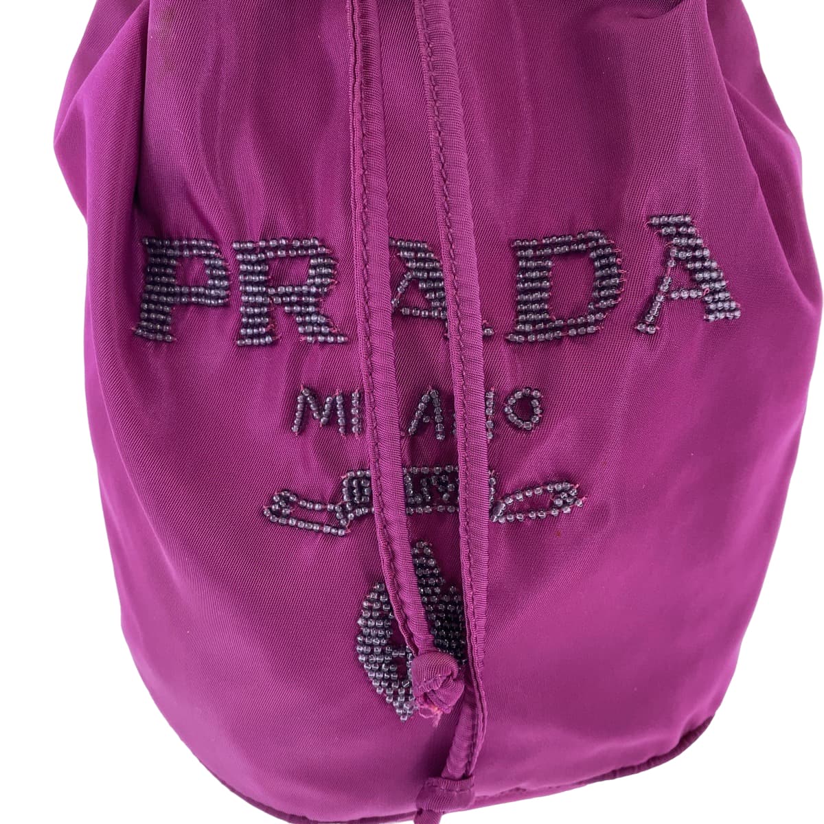 Prada Nylon Python Logo Bead Shoulder Bag