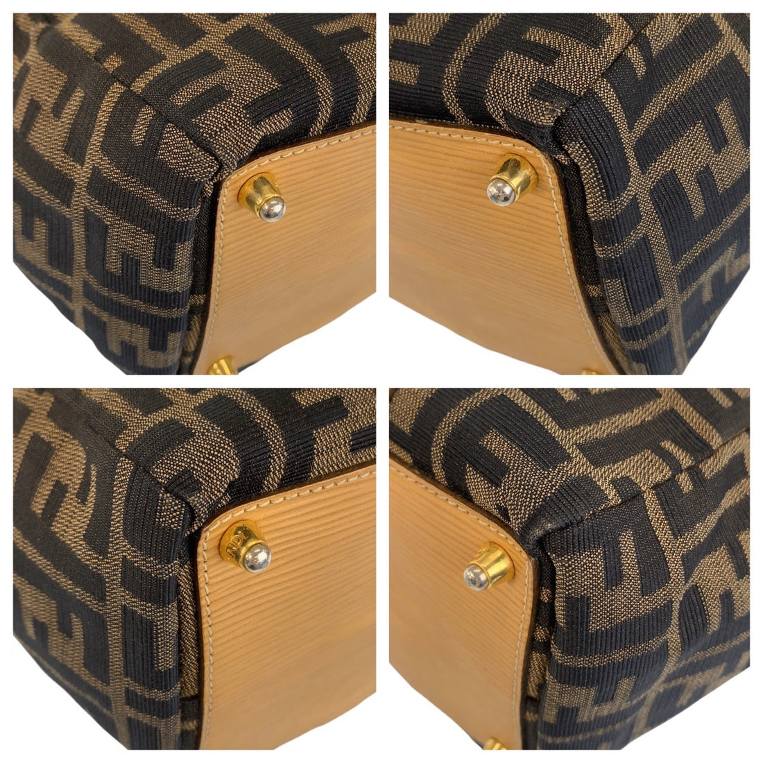 Fendi Zucca Canvas Leather Tote Handbag