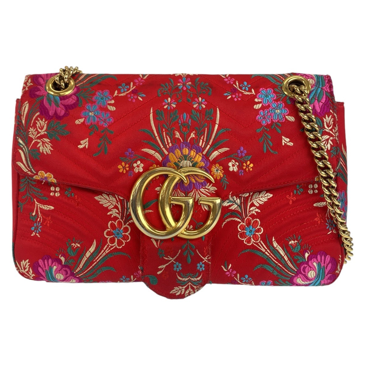 Gucci GG Marmont Red Satin Shoulder Bag 443496 in Very Good Condition