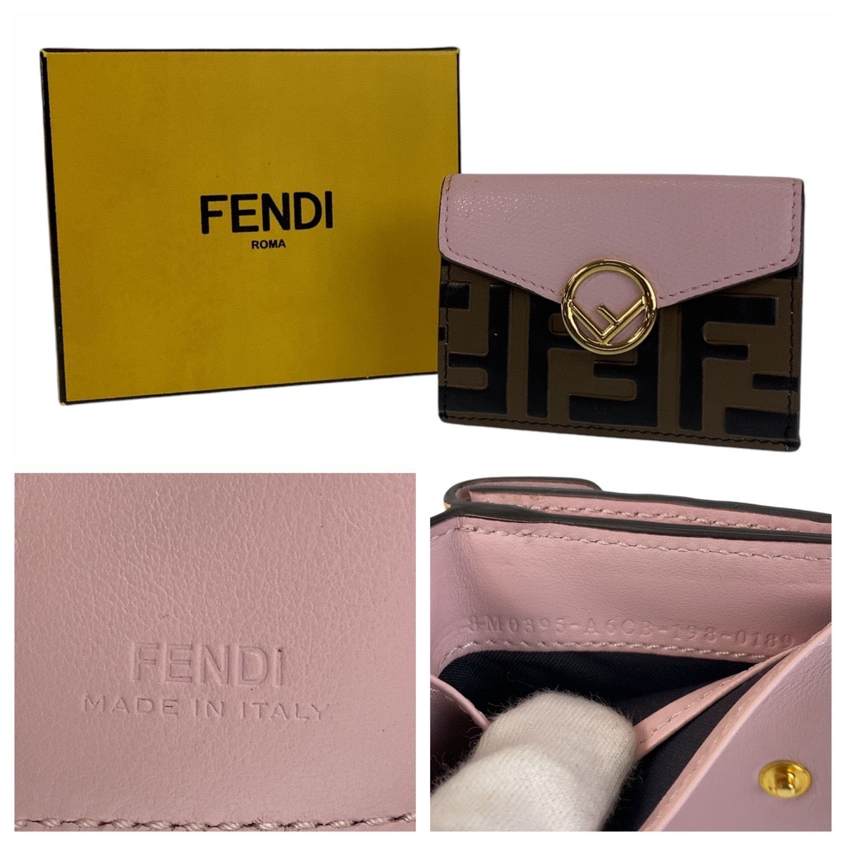 Fendi Zucca Leather Compact Wallet 408523 in Very Good Condition