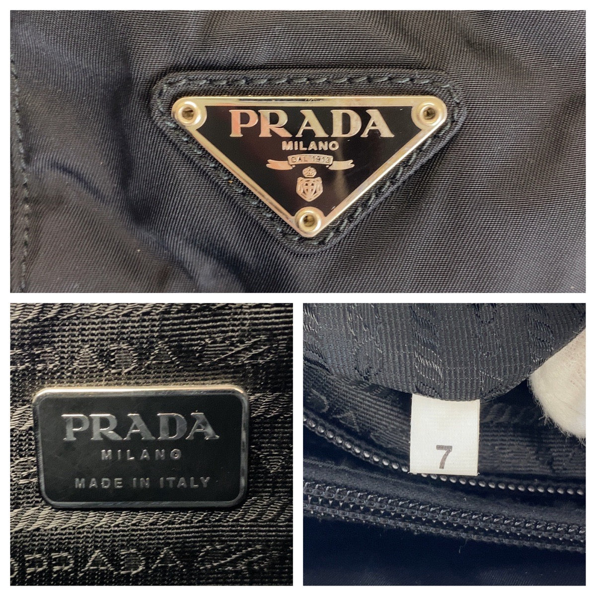 Prada Nylon Leather Tessuto Logo Shoulder Bag