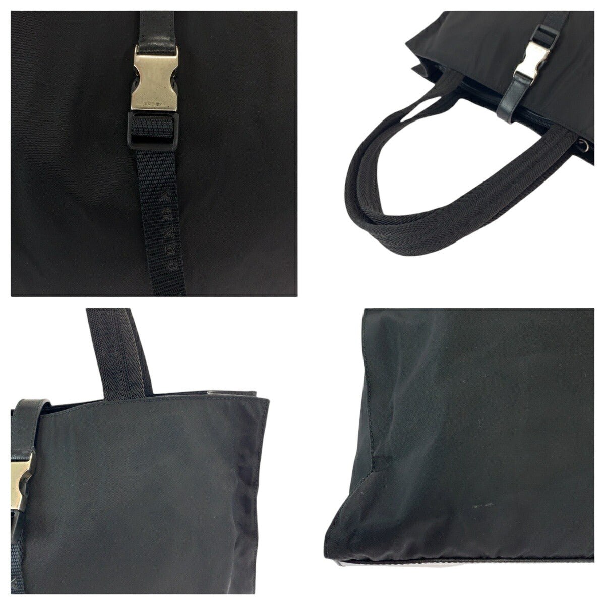 Prada Nylon Tessuto Black Tote Shoulder Bag