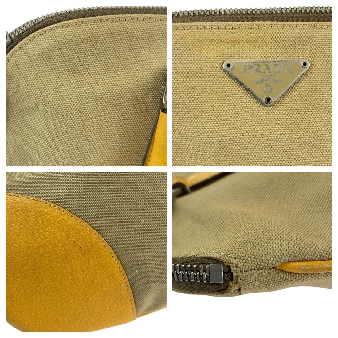 Prada Canvas Leather Tote Bag