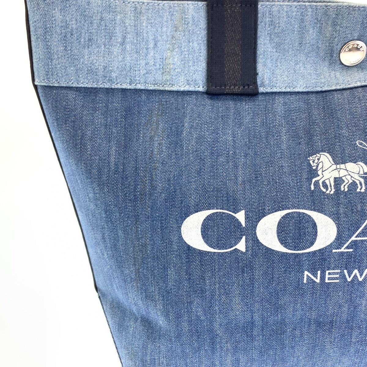 Coach Cotton Denim Horse and Carriage Tote Bag in Very Good Condition