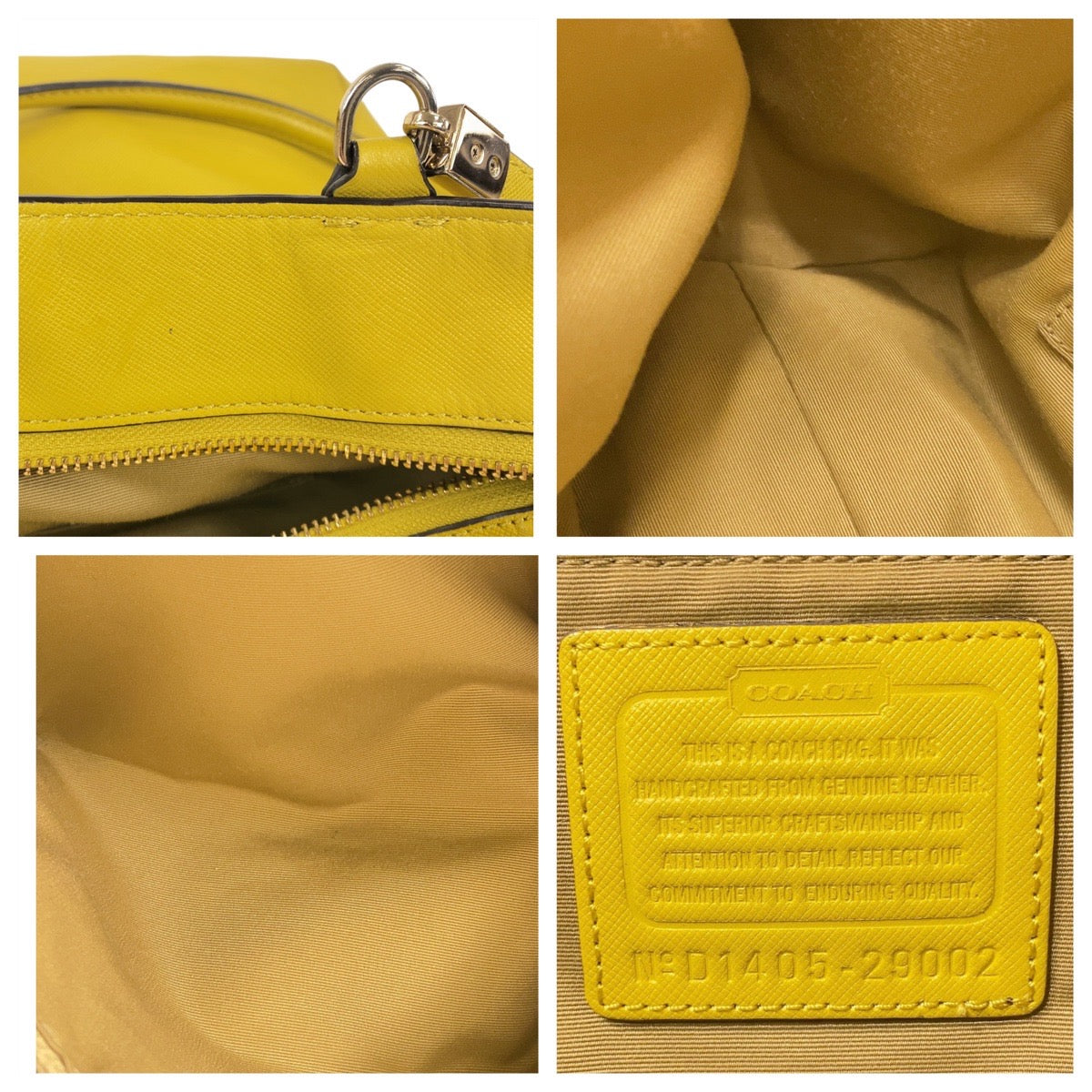 Coach Yellow Leather Tote Shoulder Bag in Very Good Condition