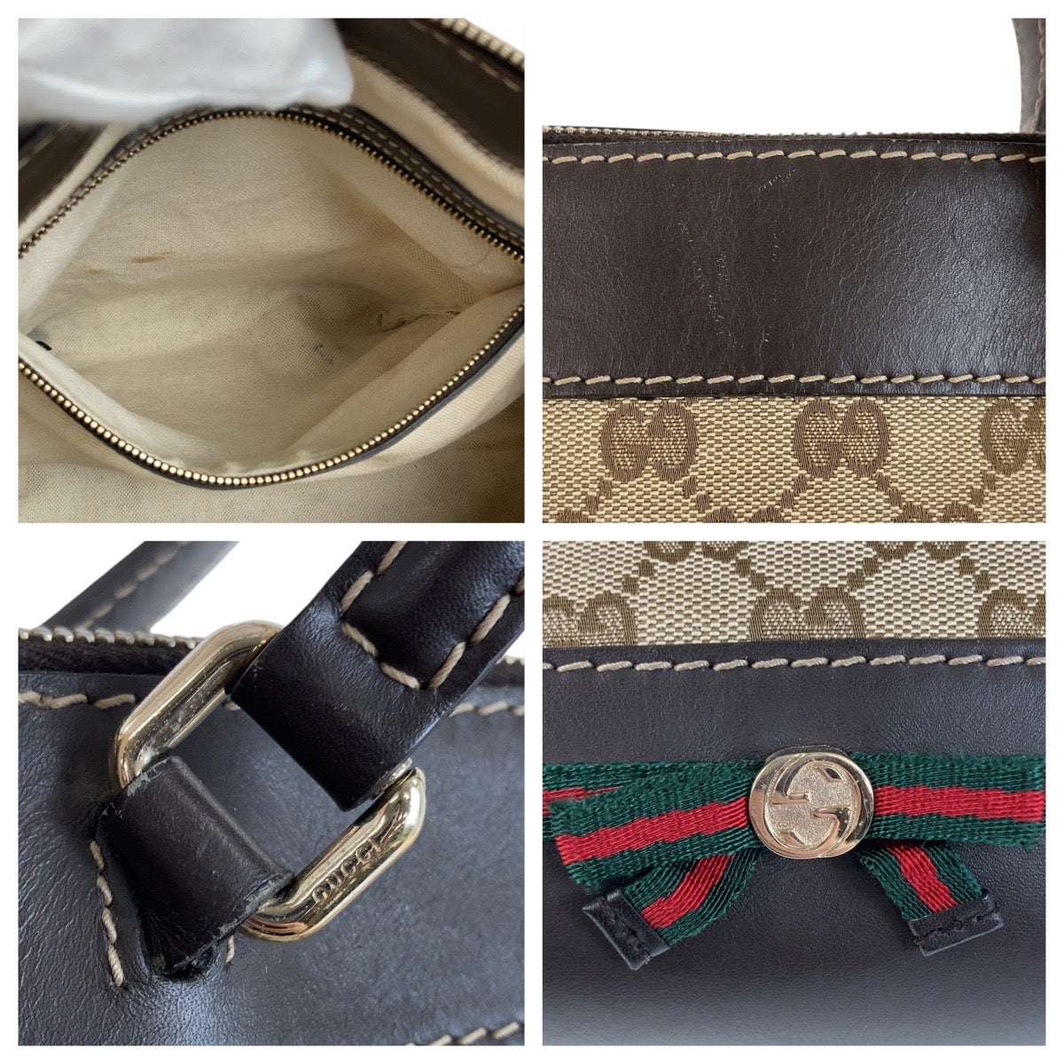 Gucci GG Canvas Leather Princy Tote Bag