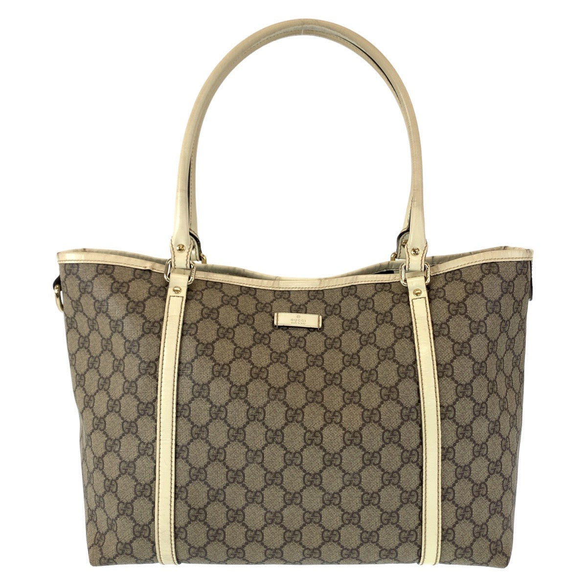 Gucci GG Supreme Canvas Tote Bag Beige Silver Hardware in Very Good Condition