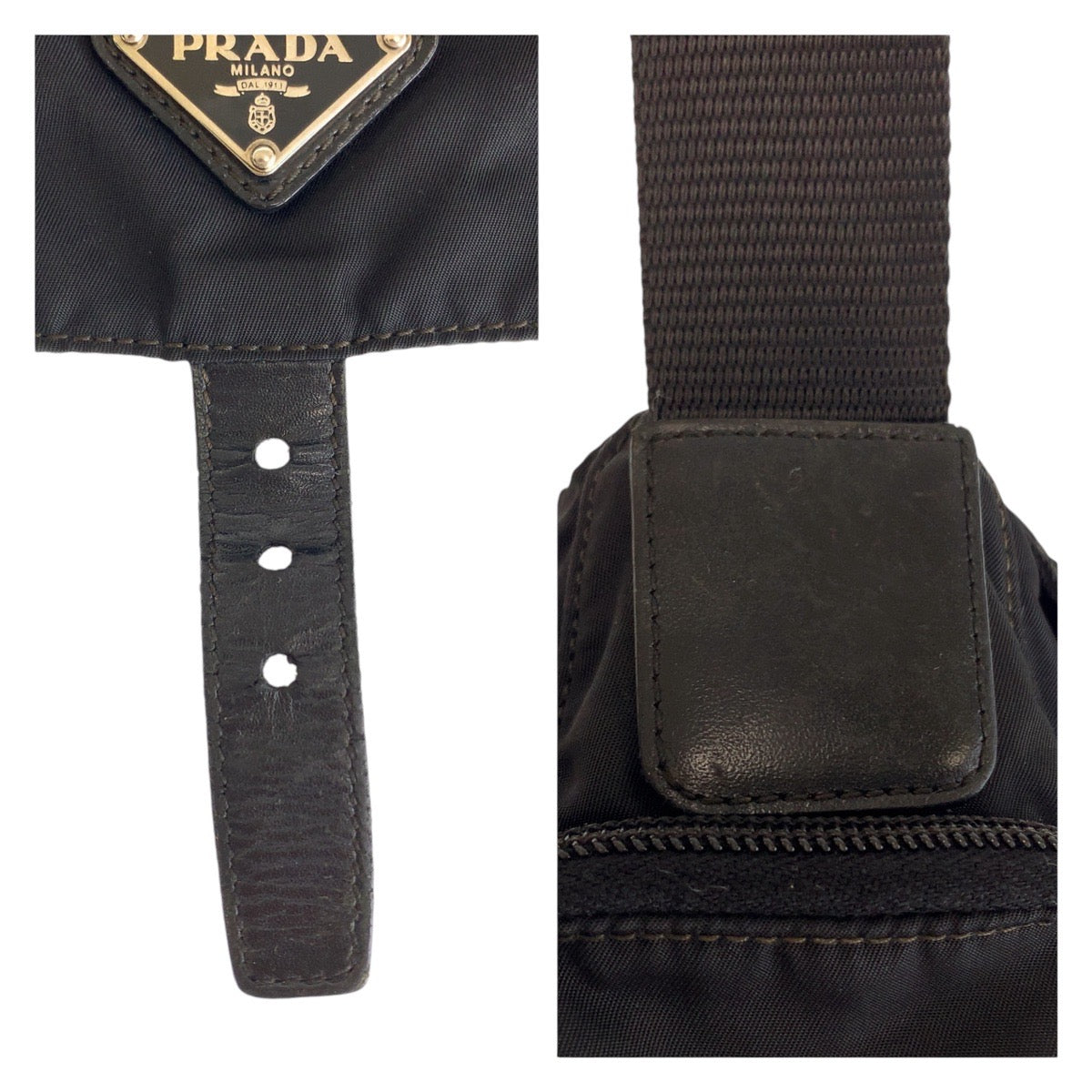 Prada Nylon Leather Tessuto Logo Shoulder Bag