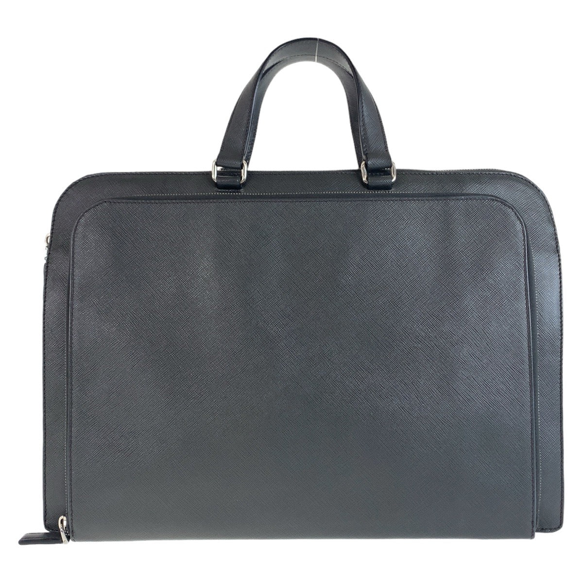 Prada Saffiano Leather Business Briefcase Dark Gray in Very Good Condition