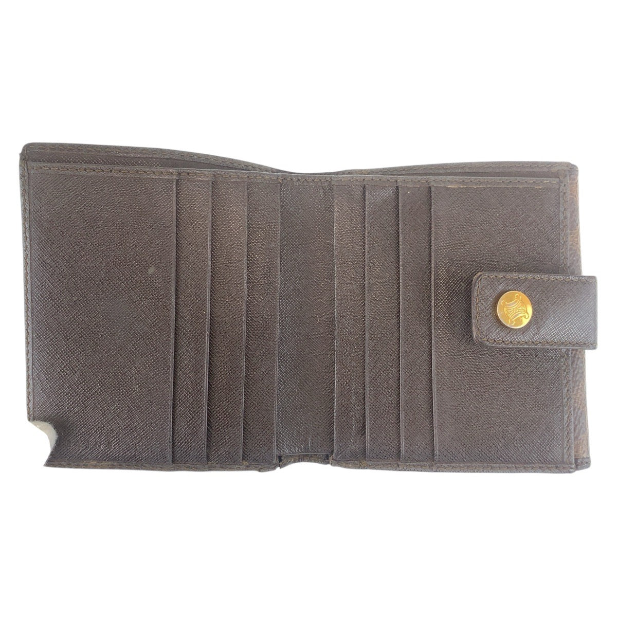 Celine Vintage Macadam Brown Compact Wallet