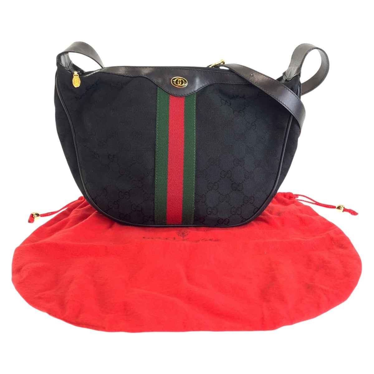 Gucci Vintage GG Canvas Leather Shoulder Bag