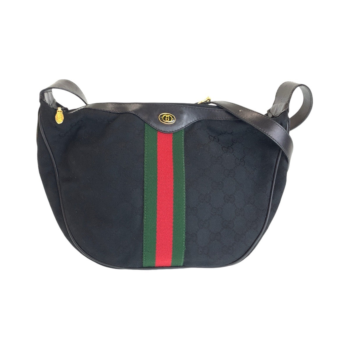 Gucci Vintage GG Canvas Leather Shoulder Bag