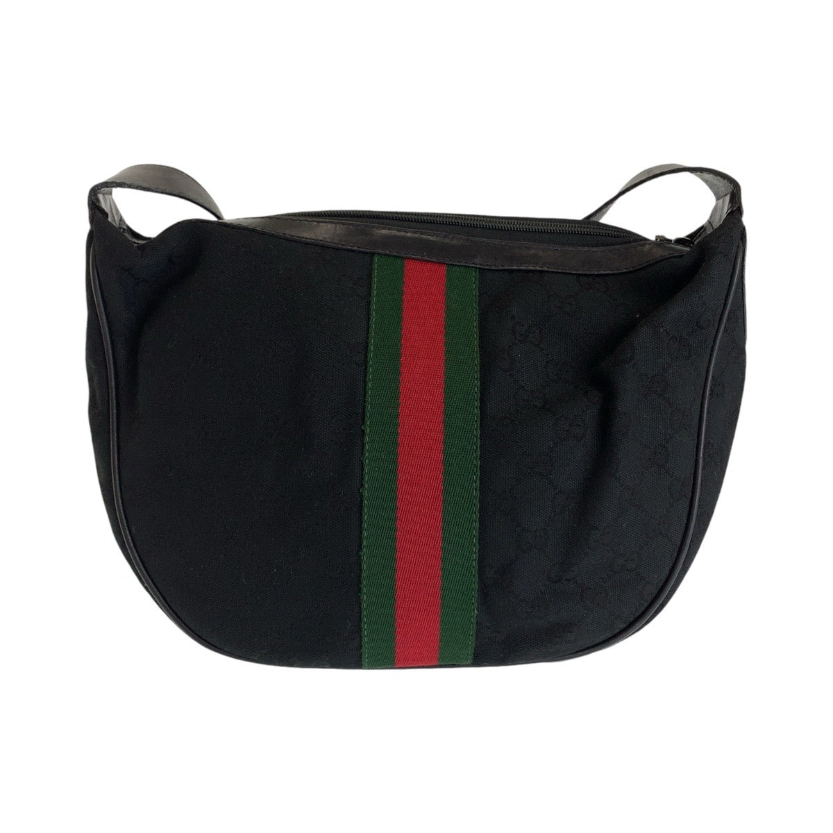 Gucci Vintage GG Canvas Leather Shoulder Bag