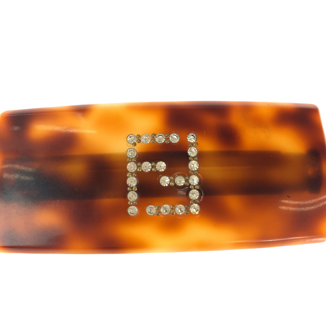 Fendi Tortoiseshell FF Logo Hair Barrette in Very Good Condition