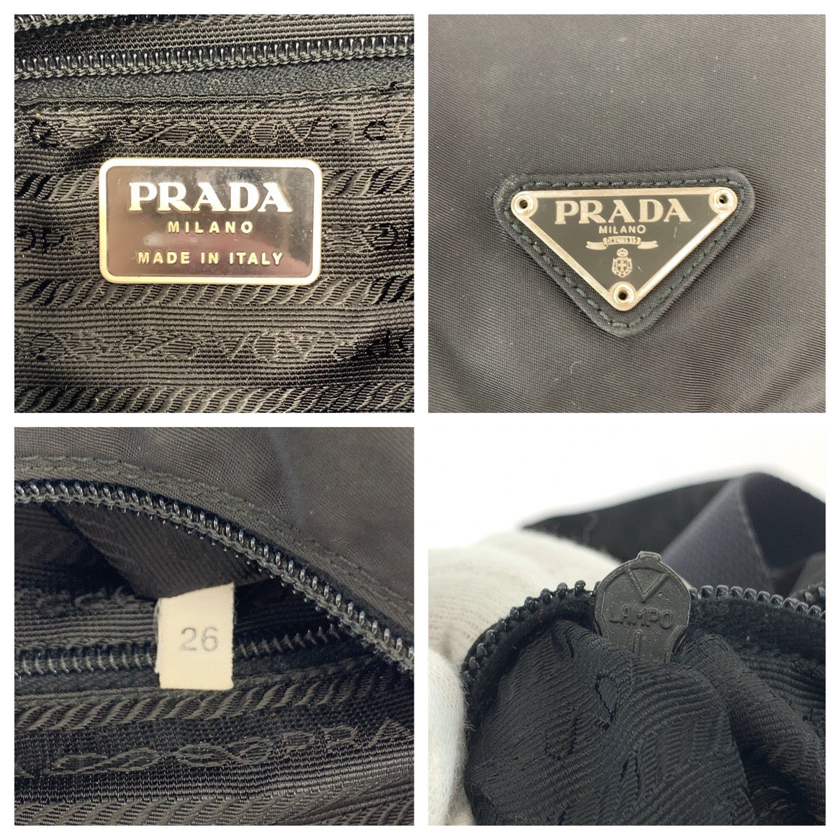 Prada Nylon Tessuto Logo Plate Shoulder Bag