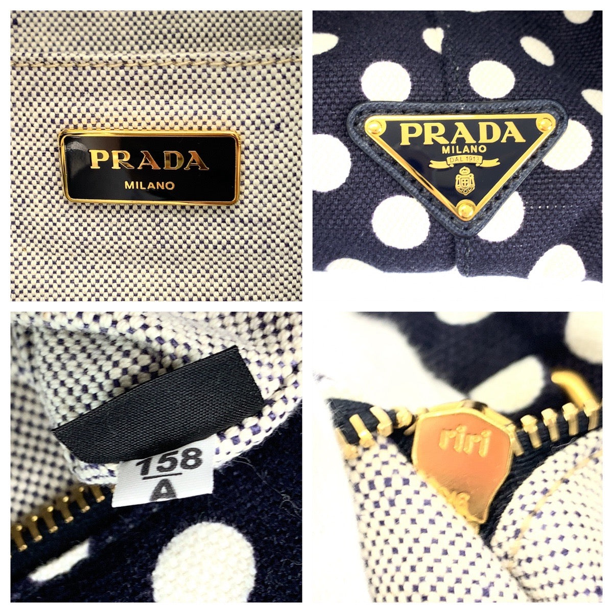 Prada Dot Canvas Tote Bag BN1872 in Very Good Condition