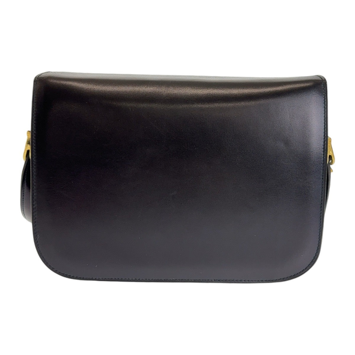 Celine Vintage Leather Shoulder Bag Black Gold