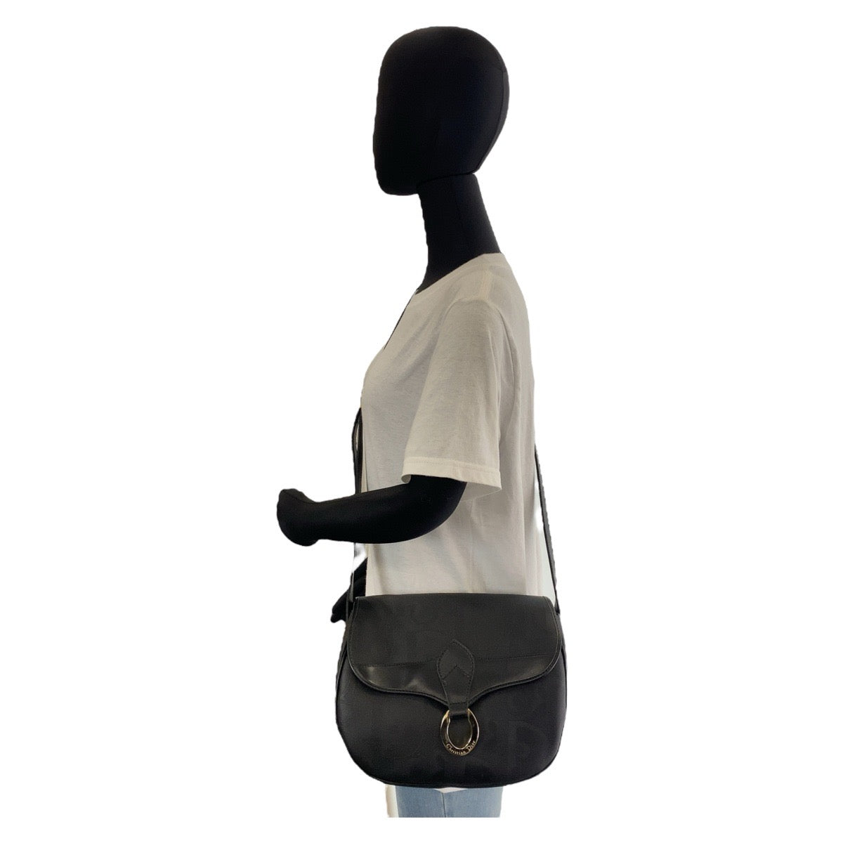 Dior Vintage Trotter Black PVC Leather Shoulder Bag