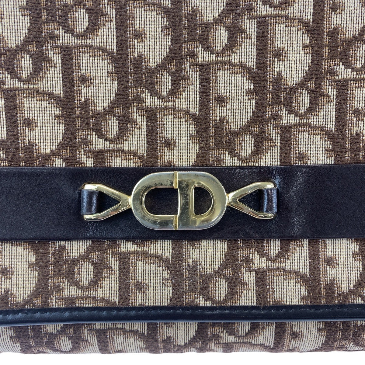 Dior Vintage Trotter Canvas Leather Shoulder Bag