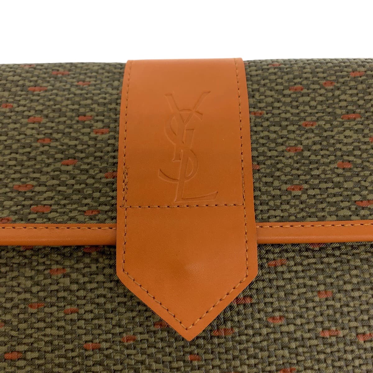 Yves Saint Laurent Vintage Remy Martin Collaboration YSL Logo Brown Canvas/Leather Clutch Bag in Great Condition