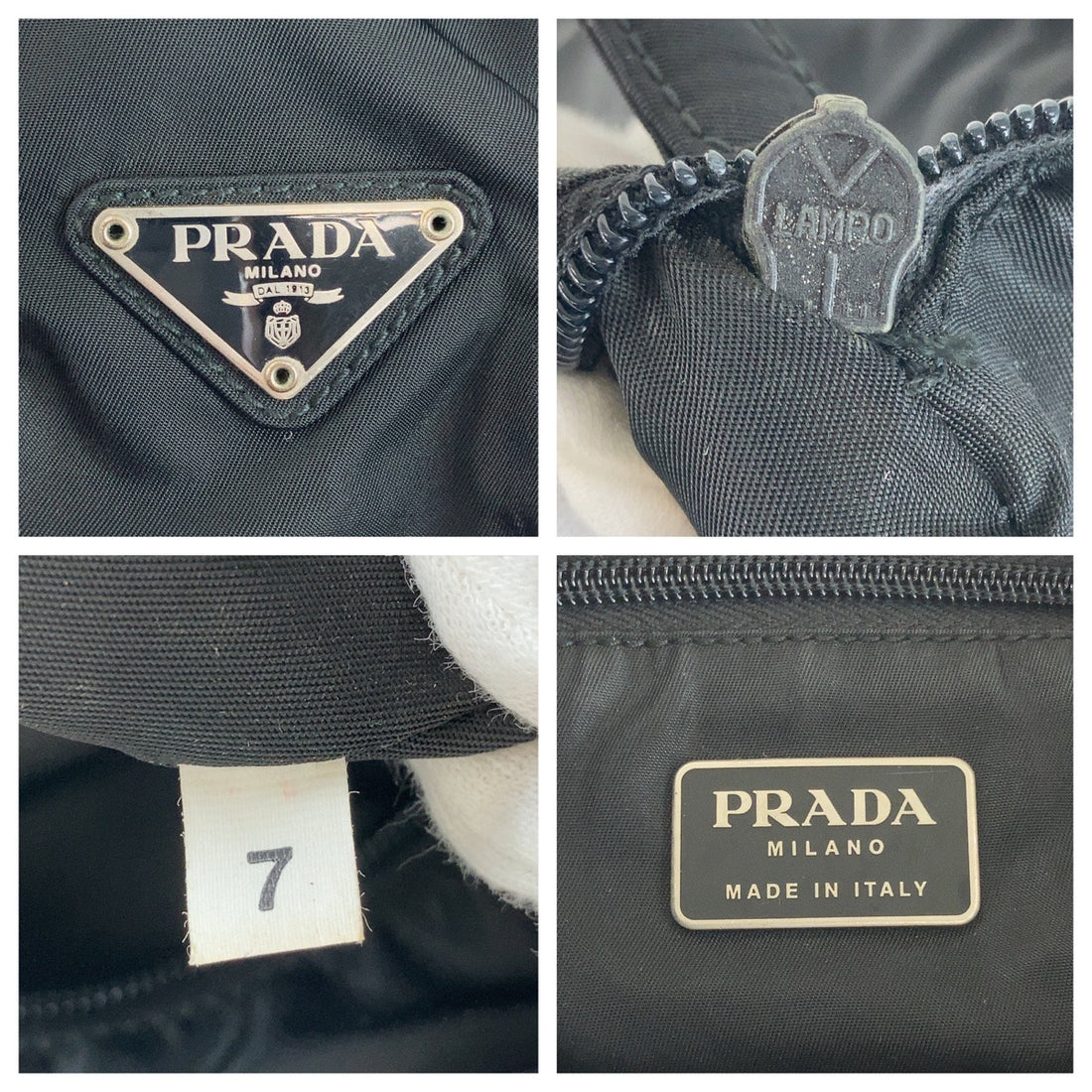 Prada Nylon Tessuto Logo Plate Shoulder Bag