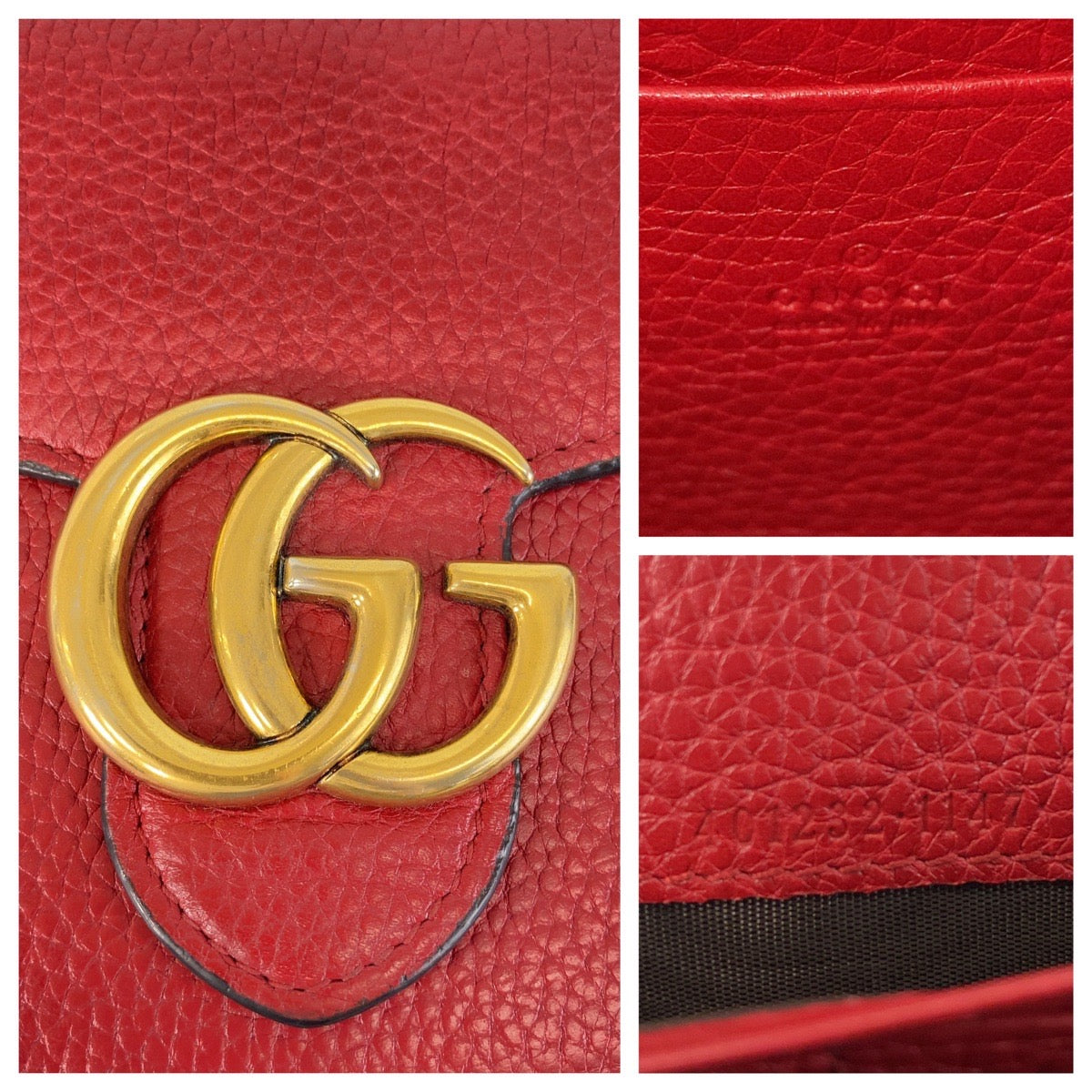 Gucci GG Marmont Red Leather Shoulder Bag