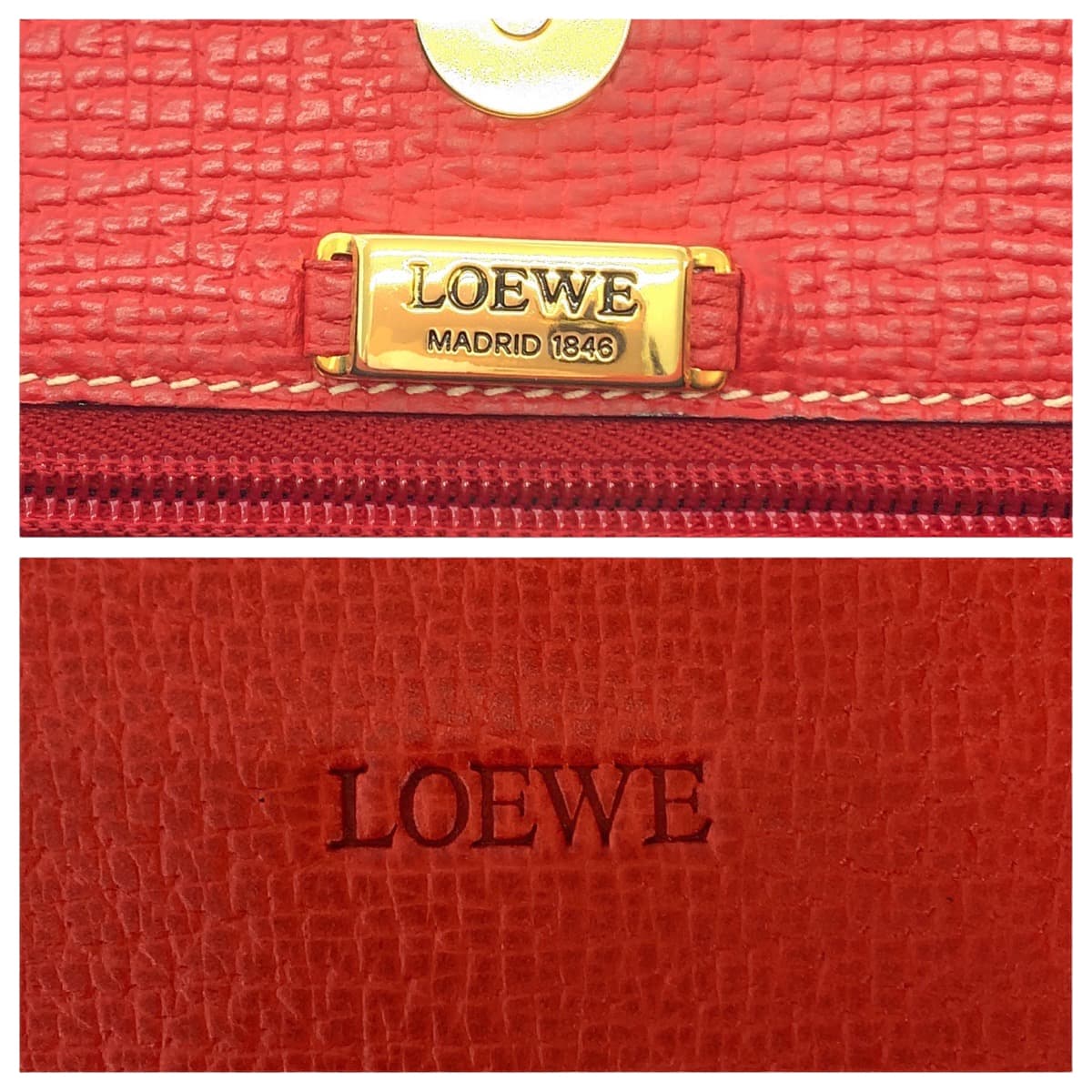 Loewe Vintage Red Leather Tote Shoulder Bag