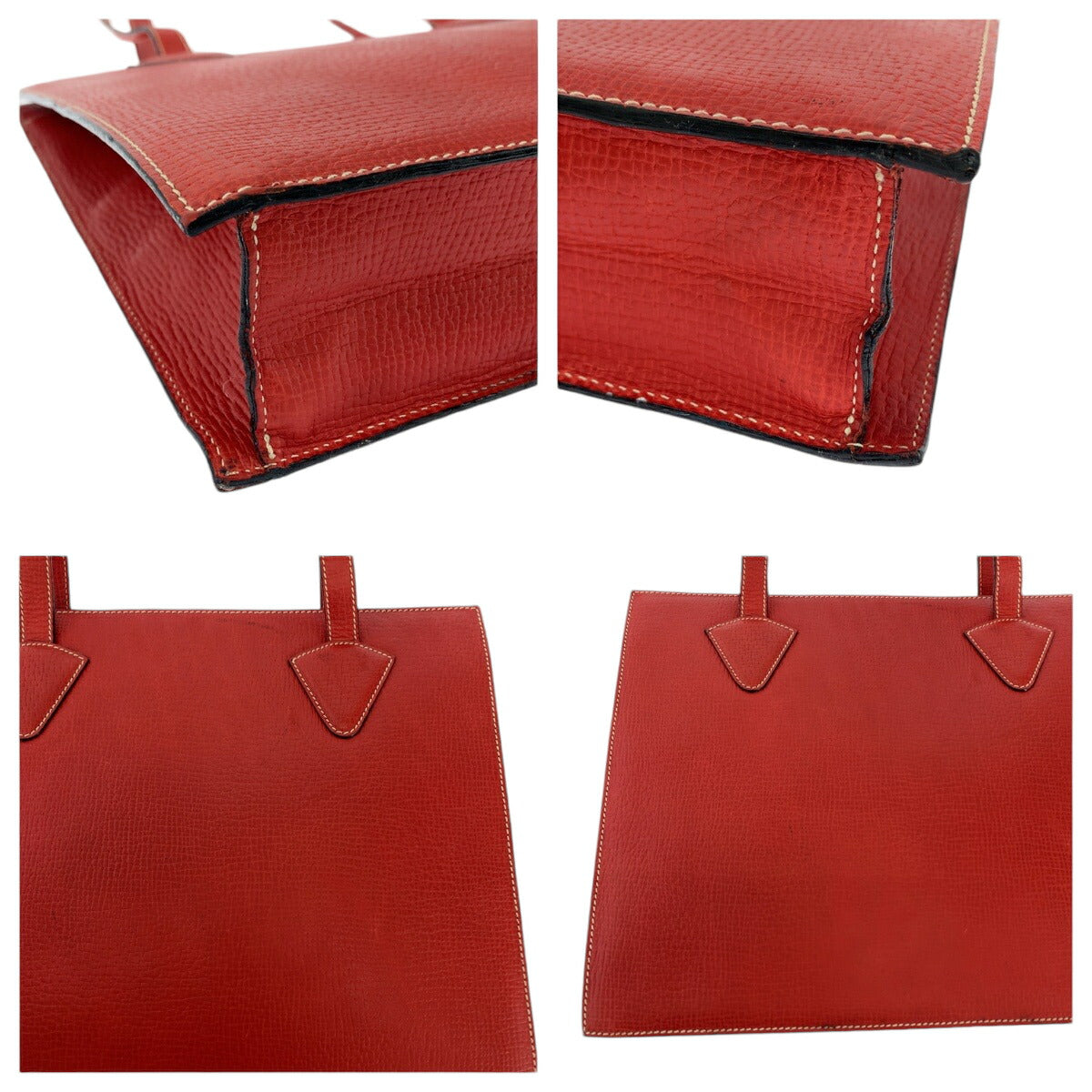 Loewe Vintage Red Leather Tote Shoulder Bag