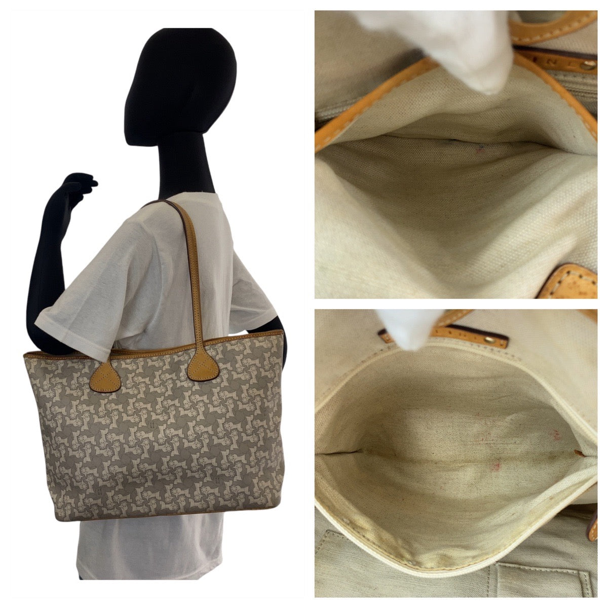 Celine Salky Carriage Pattern Tote Shoulder Bag