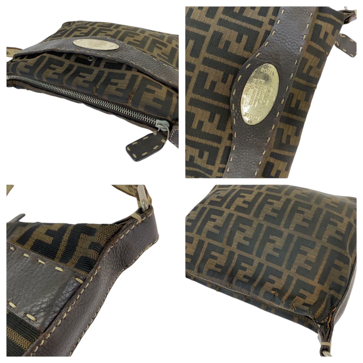 Fendi Zucca Canvas Shoulder Bag Pochette