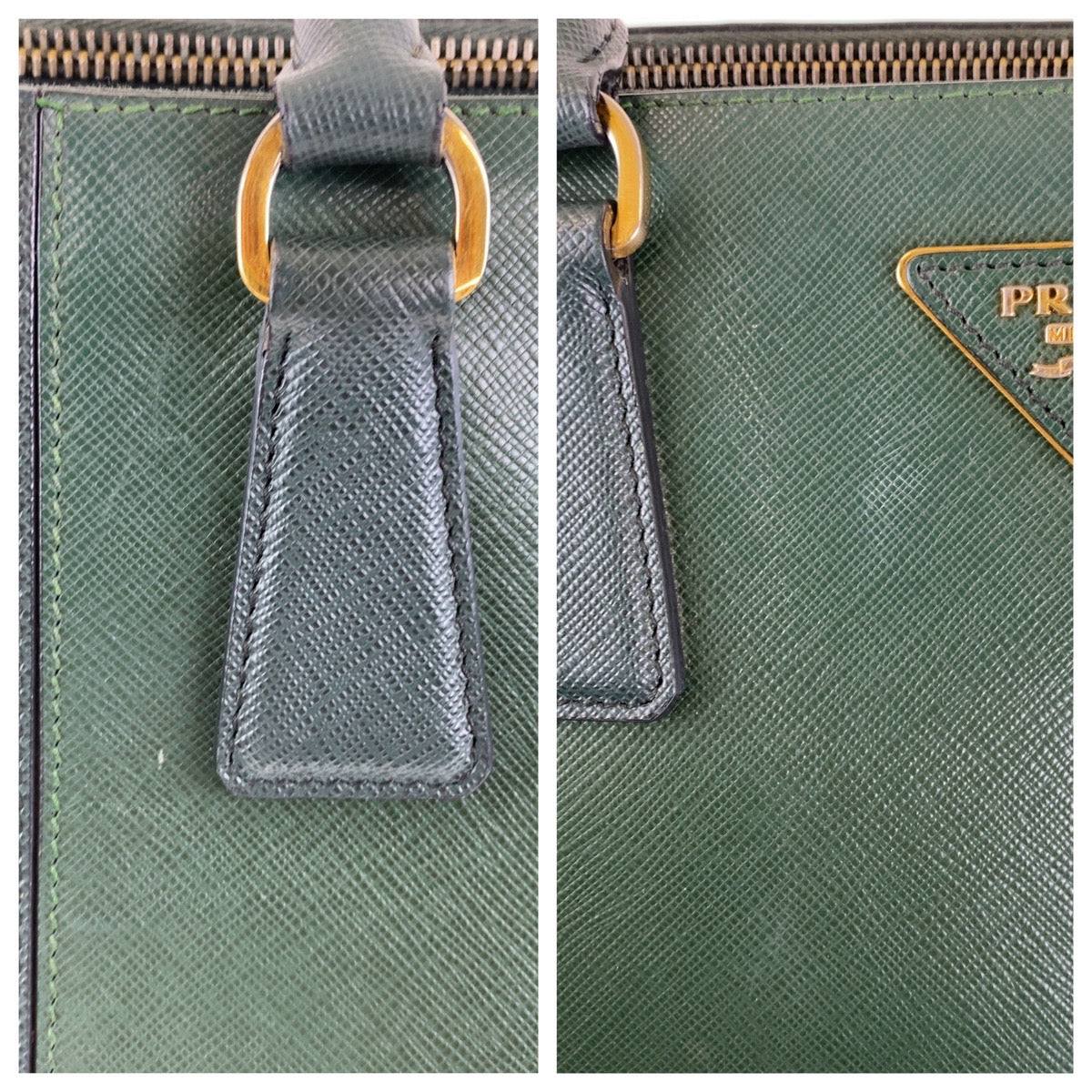 Prada Saffiano Leather Triangle Logo 2way Bag