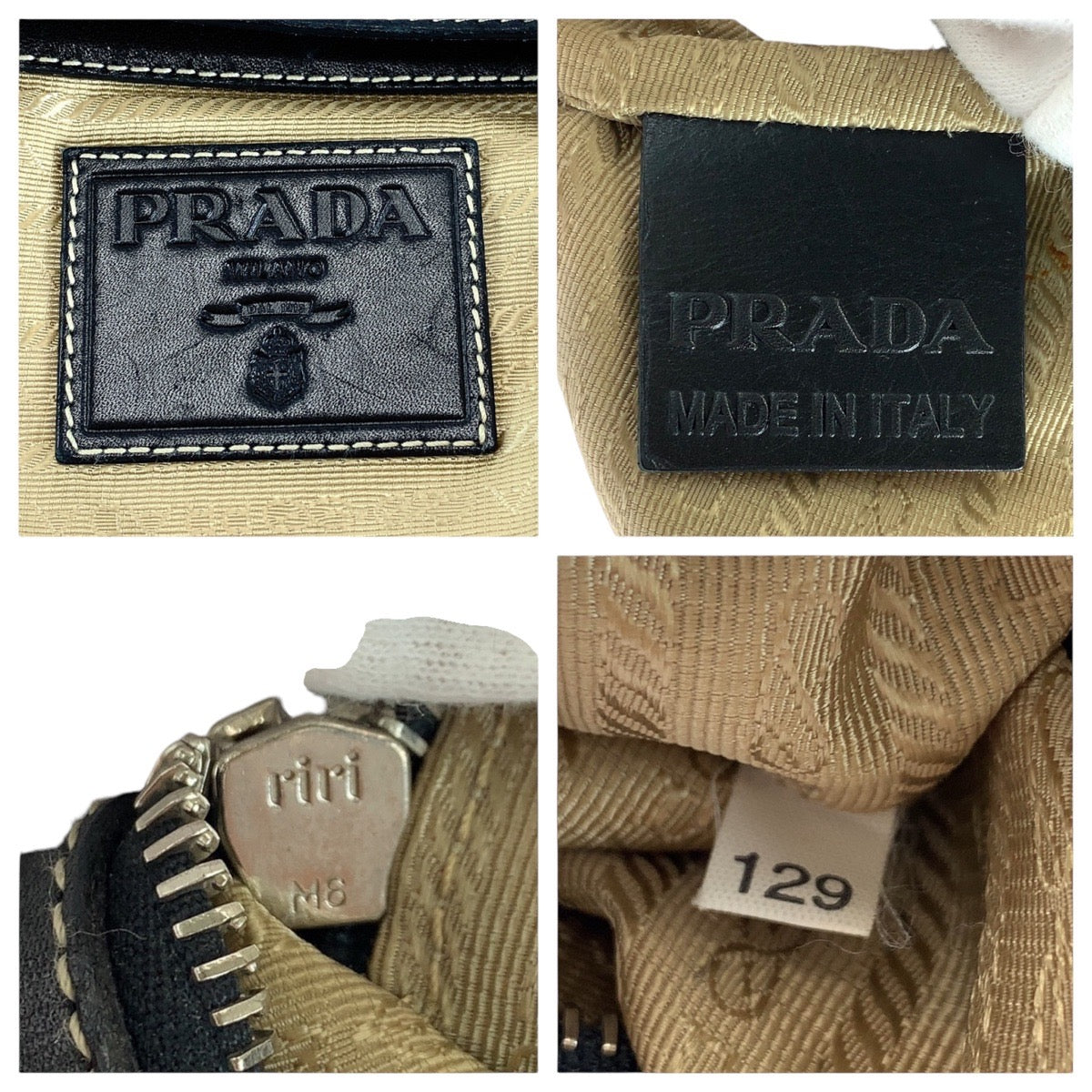 Prada Jacquard Canvas Leather Shoulder Bag