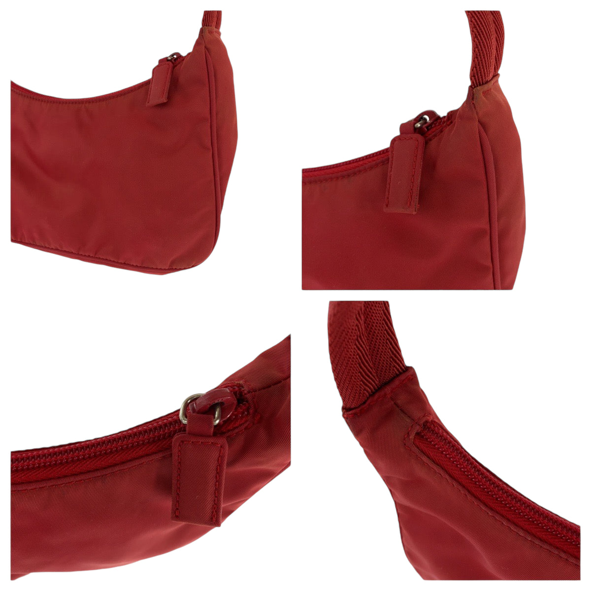 Prada Nylon Tessuto Hobo Handbag Red