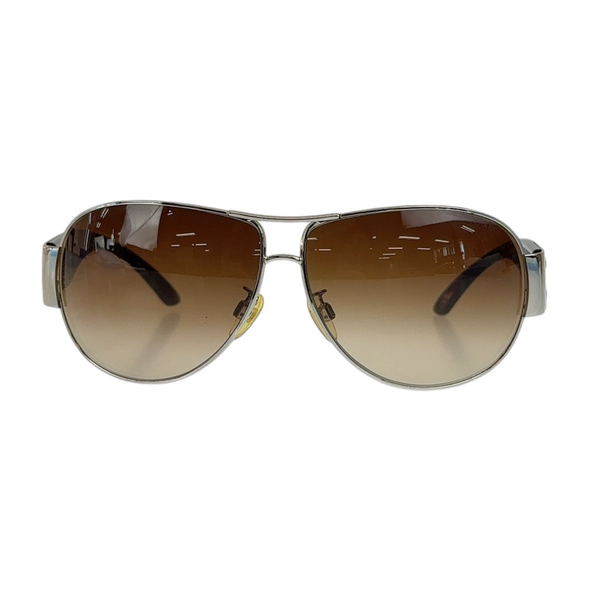 Chanel Coco Mark Plastic Sunglasses Brown Silver