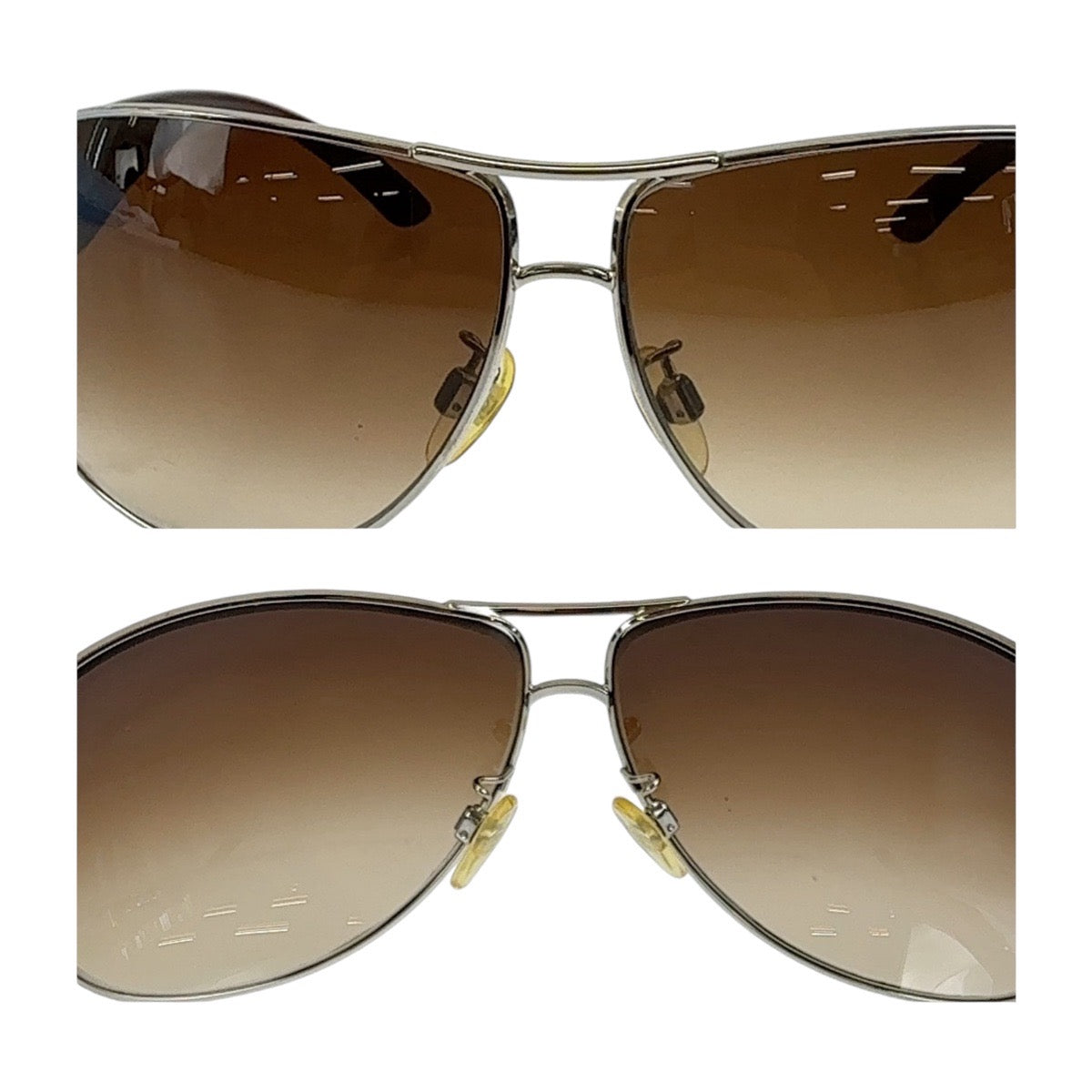 Chanel Coco Mark Plastic Sunglasses Brown Silver