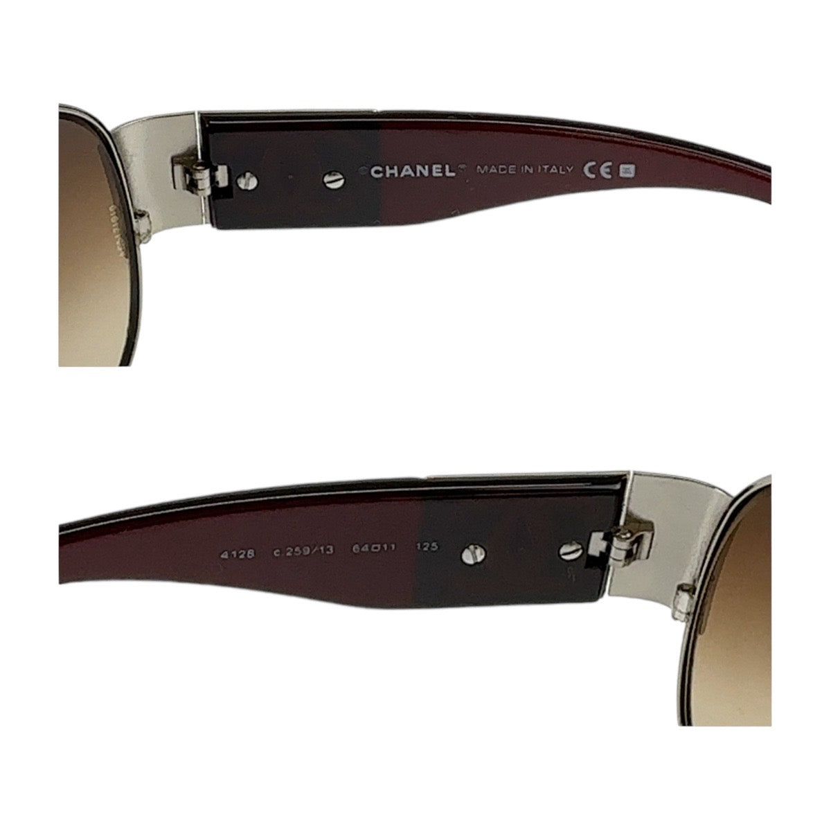 Chanel Coco Mark Plastic Sunglasses Brown Silver