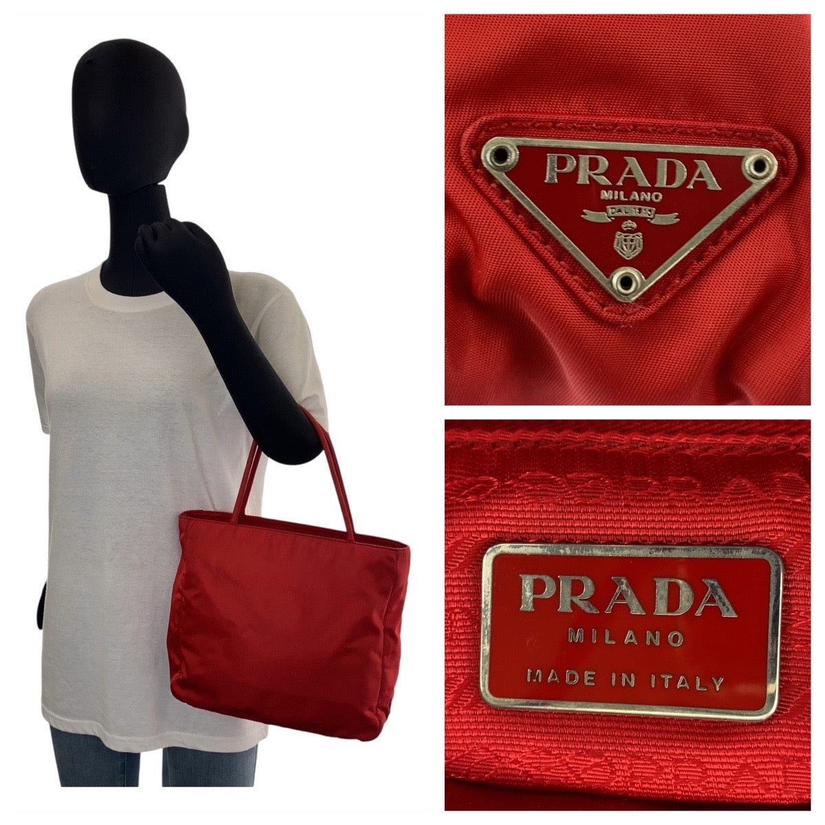 Prada Nylon Tessuto Logo Tote Bag