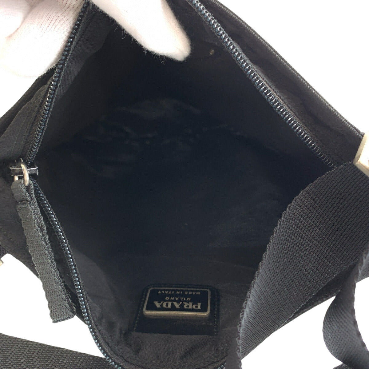 Prada Nylon Tessuto Logo Plate Messenger Bag